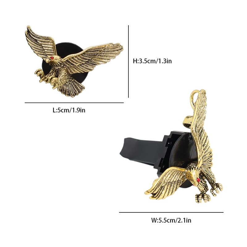 ORIESSE Vintage Eagle Car Air Freshener Vent Clips,2pcs Alloy Golden