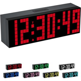 CHKOSDA Digital Alarm Clock, LED Clock, 2 Inch Digital, 7 Color Options, Adjustable Brightness, Countdown Clock with Remote Control, Calendar and Temperature Display, Desk Clock for Bedroom
