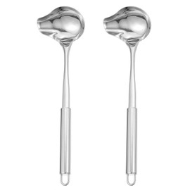 Healvian Set of 2 sauce ladles, ladles, stainless steel soup ladles, sauce ladles, sauce spoons with pouring spout, sauces, pouring spoon, stainless steel soup ladle, sauce spoons, 30 cm