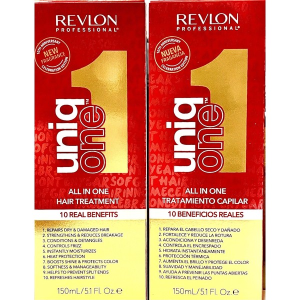 REVLON UNIQ 1 ALL IN 1 HAIR TREATMENT-5.1 OZ. 2 PACK NEW SCENT 10TH ANNIVERSARY