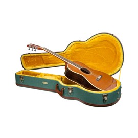 Crossrock Master Series - Wooden 000 12-fret Acoustic Guitar Case - Security Lock, Genuine Leather Handle, Reinforced Hardware, Metal Feet, Storage Space- Malachite Blue Tweed (CRW720-00012MB)