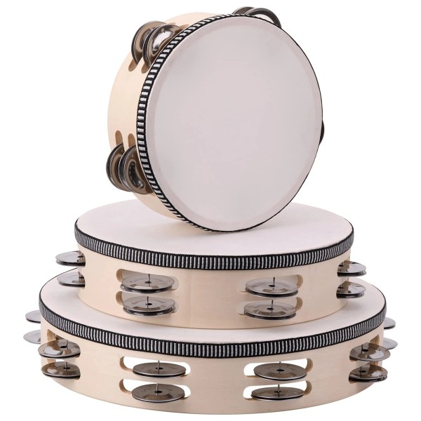 CKVIHAV Double Row Tambourine 6-10 Inch Handheld Musical Instrument with