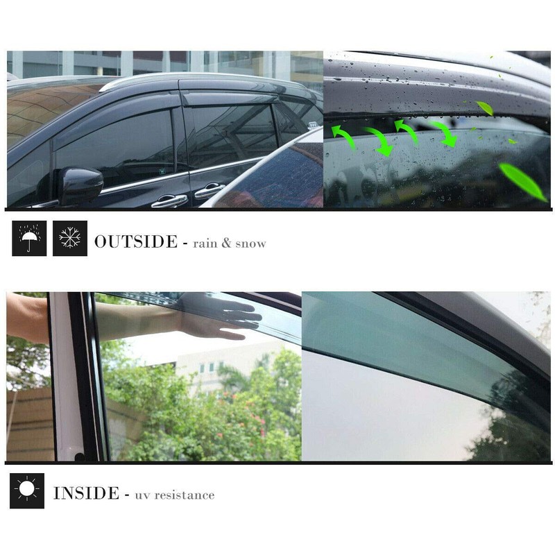 Gldifa 4pc Sun Rain Guard Window Visor Wind Deflector Compatible
