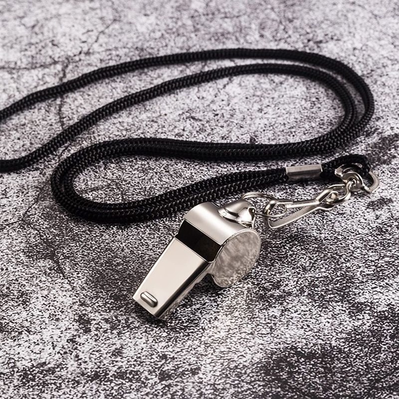 Jaimela Stainless Steel Whistle, Whistle with Removable Buckle Lanyard, Crisp