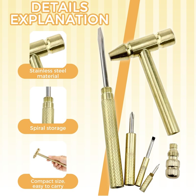 6 in 1 Mini Hammer Multitool, Small Camping Hammer with