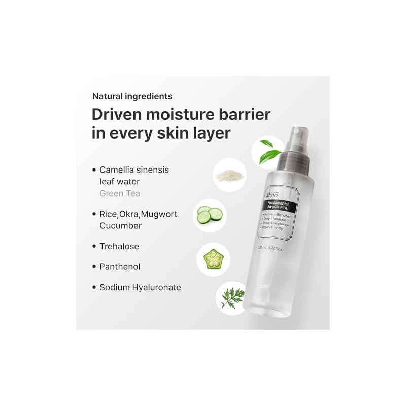 DearKlairs Ampule Fundamental Mist 4.22 Fl Oz, todos los tipos