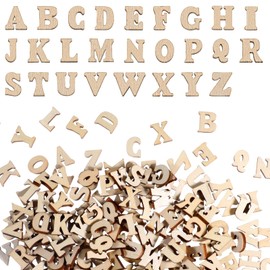 JIYIN Pack of 208 Wooden Letters, 15 mm Letters, Unfinished Wooden Letters, Decoration, Suitable for Early Learning Decoration, DIY Craft Projects