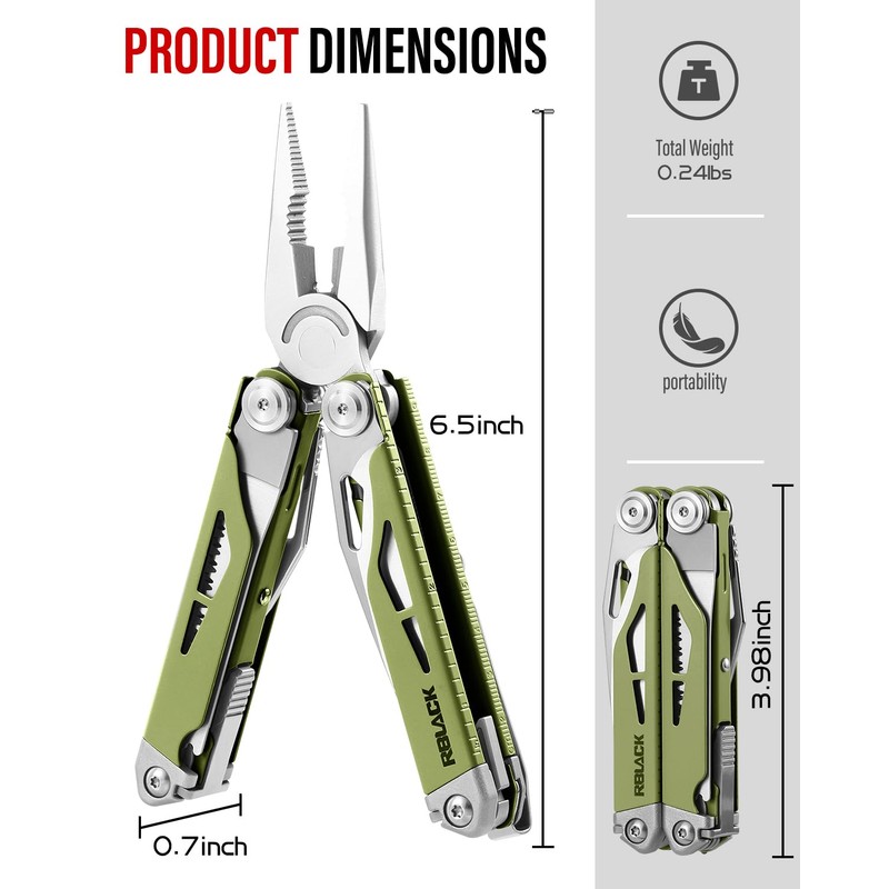 Multitool, 21-in-1 Multi Tool Pliers with Safety Locking and Spring-Action