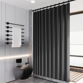 BOYOUTH Heavyweight Folding Accordion Shading Shower Curtains,Waterproof Fabric Pleated Partitions Privacy Bath Curtain for Bathroom Bathtubs Hotel Spa Decor,Dark Grey,55 x 79 inches