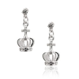 Spinningdaisy Perfect Crown Earring Set Silver Plated