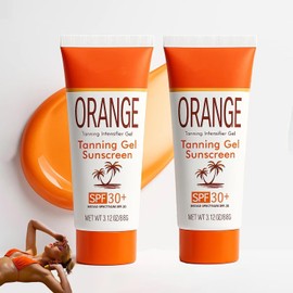 Orange Tanning Gel Sunscreen, Hydrating & Moisturizing Formula Sunscreen, Mineral-Oil Free, Water-Resistant, Travel Size, 3.12 Oz. (2)
