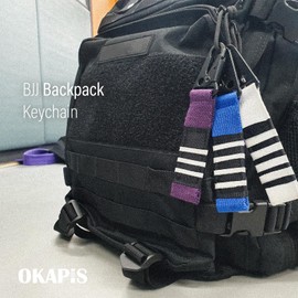 OKAPIS Jiu Jitsu Keychain BJJ Belt Promotion Gift Brazilian Jiu-Jitsu White Blue Purple Brown Black Belt Backpack Keyring (Purple)