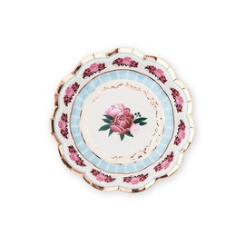 Weddingstar Small Round Disposable Paper Party Plates - Modern Floral Tea Party - Set of 8