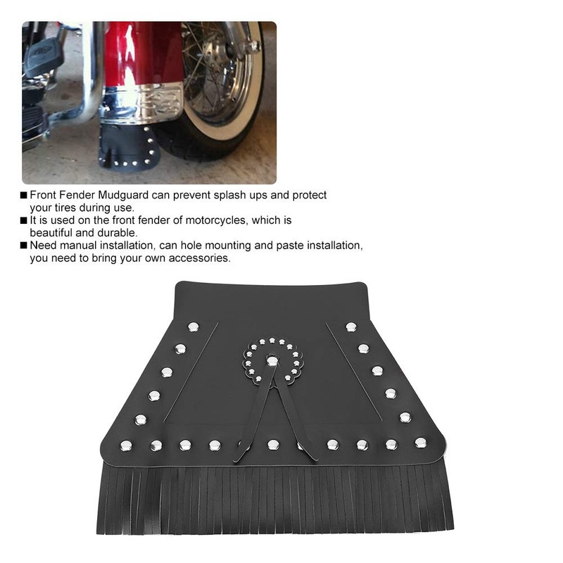 Motorcycle Mud Flap, Fringed Leather Universal Motorcycle Front Flap Mudguard