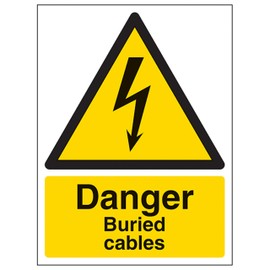 V Safety Danger Buried Cables - Portrait 200 x 300mm - 2mm Rigid Plastic Safety Sign