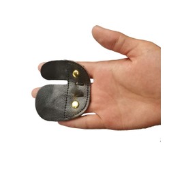 Windfulogo Cow Leather Archery Finger Tab Long Bow Hand Protector for Right Hand Black