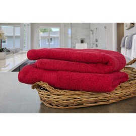 Ample Decor Hand Towel Set of 2, 46 CM X 72 CM 600 GSM 100% Cotton, Quick Drying Super Absorbent, For Hotel, Spa, Bathroom, Gym - Christmas Red