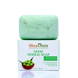 Shea Olein Naturally Essential Neem Herbal Soap With Peppermint Sage & Lemon Peel 6-Pack
