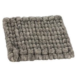 Maharanis Fairtrade Felt Knitted Coaster Pot Coaster Grey Natural 20 x 22 cm Handmade Pure Wool Heat Resistant, Natural grey