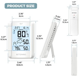 Indoor Outdoor Thermometer Wireless Weather Station with 328FT Range Remove Sensor Inside Outside Digital Hygrometer Thermometer Battery Powered Temperature Gauge Humidity Monitor with Clock&Backlight