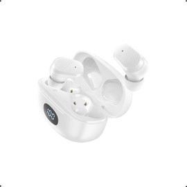 cellularline - DOT - Wireless Earphones with Charging Cradle with LED Display - Play Time 7H - Talk Time 4.5H - Play or Talk Time with the Case 22H - 45 Minutes Charging - White