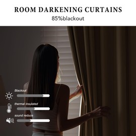 RYB HOME Blackout Extra Wide Room Divider Curtains with Flexible Ceiling Track Wall Mount, Thermal Insulated Curtain with Hooks for Living Room/Bedroom/Theater, Biscotti Beige, W180 x L84, 1 Panel