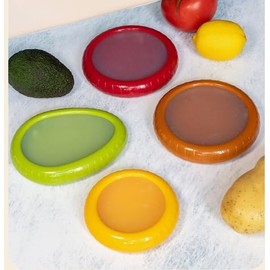 HAPSAON Silicone Fruit And Vegetable Containers For Fridge,Reusable Holder For Food Storage and Vegetable Preservation Box Set (Multi-color)