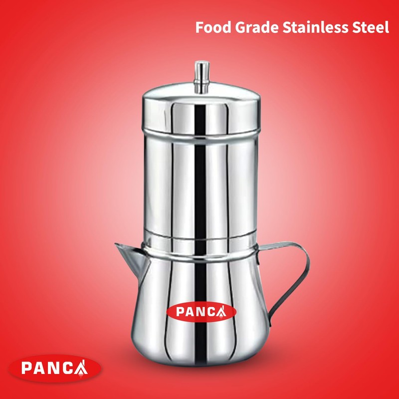 PANCA Stainless Steel Premium Filter Coffee Maker With Handle, Mocha