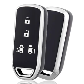 OFF WE GO Key Case, TPU Car Key Cover, Key Shell Compatible, New Honda N-ONE N-WGN N-Wagon, NBOX Custom N-VAN JF1 JF2 JF3 JF4 Remote Control Case Compatible Smart Key Case, 4 Buttons, Black Silver
