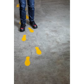 Durable Floor Marking Foot Shape (self-Adhesive Marking feet, 5 Pairs) RAL 1003 Signal Yellow, 172704