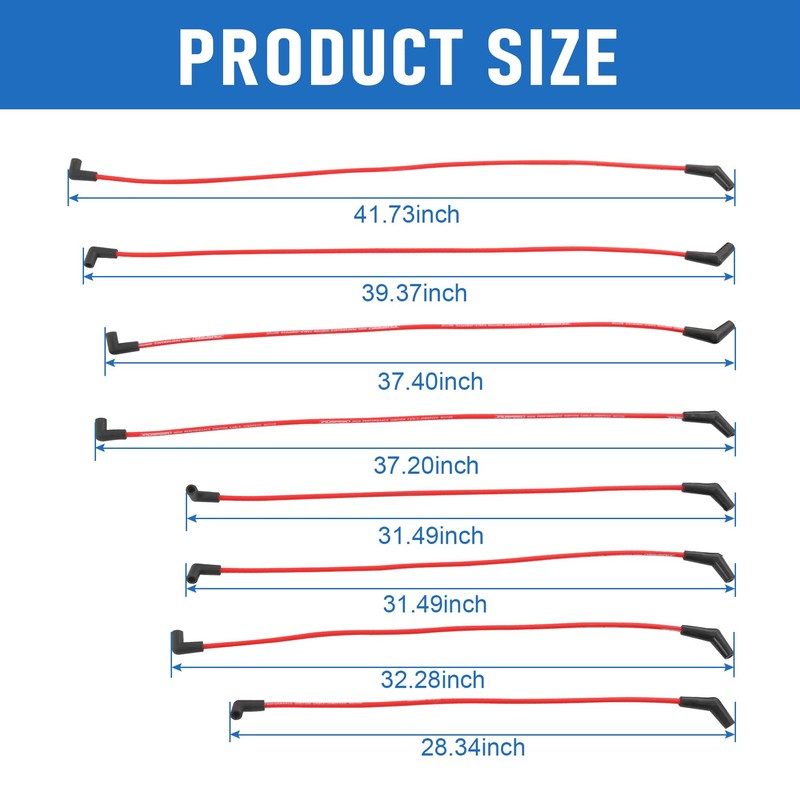 JDMSPEED New HEI Red Spiral Core Spark Plug Wires 45