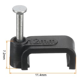 TA-VIGOR 100Pcs Round Cable Clips, 12mm Electrical Cable Wall Clip, Steel Nails Tacks Holder for Organizing Ethernet, Electric Wires Cables Line, TV Cable, Telephone line, Black