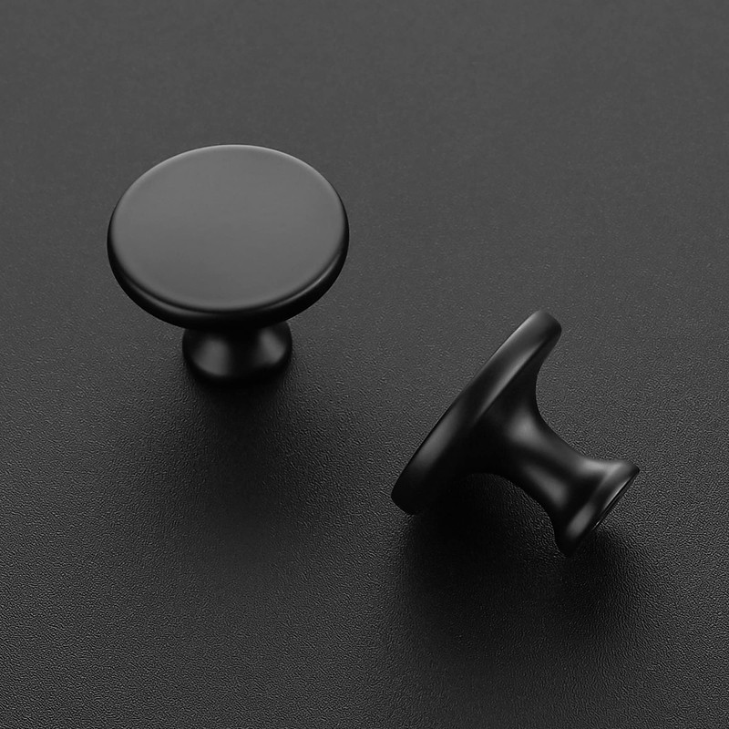 Ravinte 25 Pack 1-1/4 Inch Matte Black Round Kitchen Cabinet