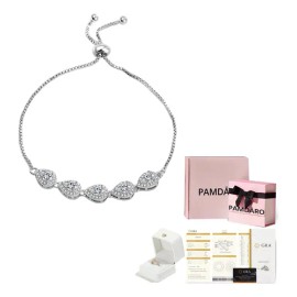 Pulsera Plata 925 Con Moissanitas Elegancia Ajustable Regalo