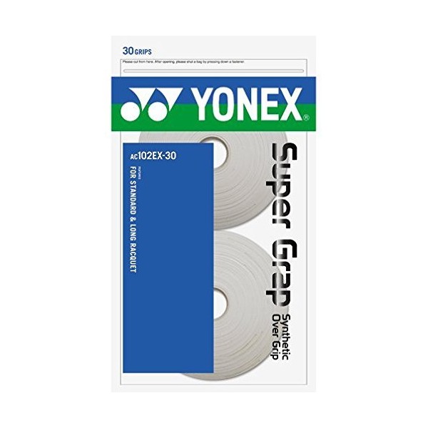 Yonex AC102-30P Wet Super Grip Tape, Pack of 30, White