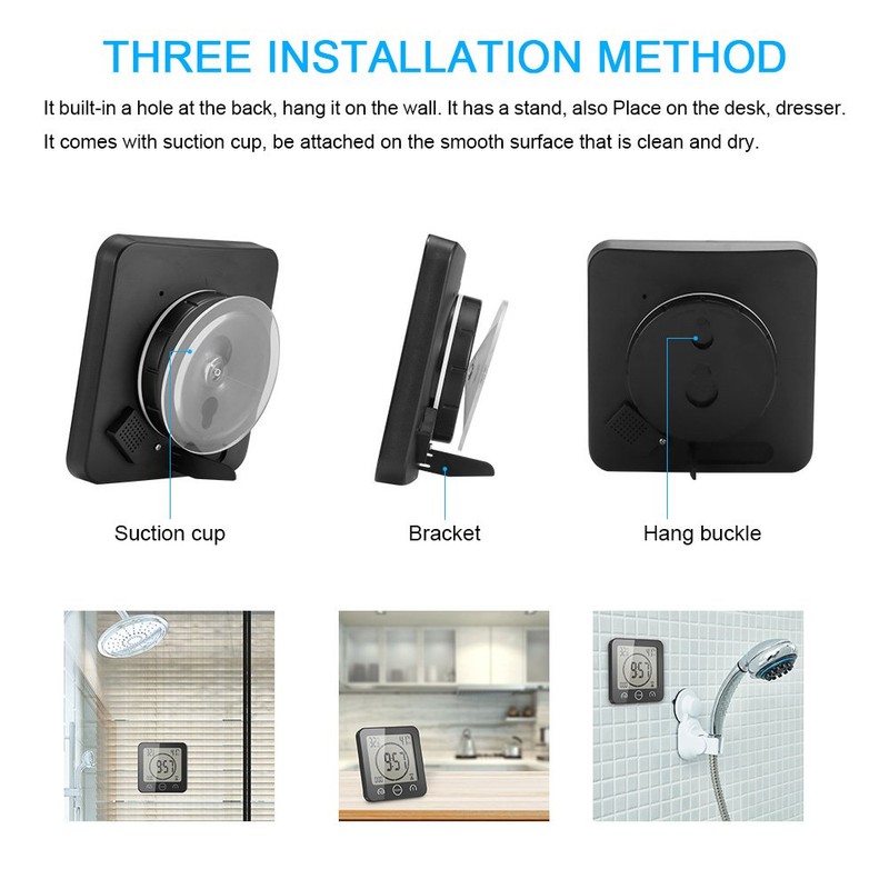 YUNYODA Digital LCD Shower Clock Waterproof Shower Clock Digital Bathroom