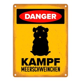 speecheese Guinea Pig Warning Sign 15 x 20 cm Aluminium Metal Sign with Guinea Pig Silhouette and Funny Warning for Guinea Pig Holders