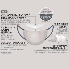 [快適ガードプロ] プリーツタイプふつうサイズ グレースタイル 15枚入 マスク ノーズクッション バイカラー