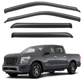 IG Window Visor for 2017-2023 Nissan Titan Crew Cab & 2016-2023 Titan XD Crew Cab, Rain Guard Tape-On Extra Durable Side Vent Window Deflector, 2018 2019 2020 2021 2022 (Crew Cab Only)