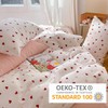 Bildenly Heart Duvet Cover Set Queen Size Cute Red Pink