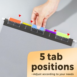 SUNEE Hanging File Folders Black, 25 Pack Letter Size File Folders with 1/5-cut Tabs, Stay Organized for Your Home and Office Bulk File and Documents