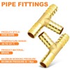 GASHER 10Pcs Brass Hose Barb Tee, 3-Way Tee Hose Fitting