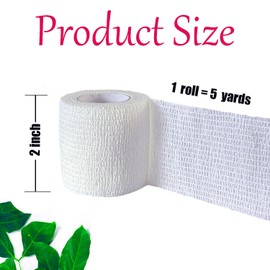 Kuanfine 3 Pack 2 Inches Self Adhesive Bandage Wrap Vet Wrap for Pets, Stretch Self Adherent Tape Cohesive Wrap for Athletic, Sports, Wrist and Ankle(White)