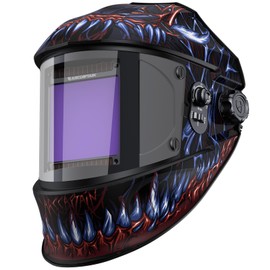 ARCCAPTAIN ARCCAPTAIN 3.94"X3.66" Welding Helmet Auto Darkening, 1/1/1/1 Top Optical Clarity Large Viewing Screen Solar Power Welding Hood with 4 Arc Sensor, Wide Shade 4-5/5-9/9-13 for TIG MIG ARC Welding Cut
