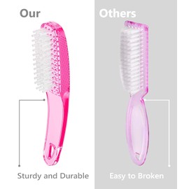 4 Pack Nail Cleaning Brushes, Larbois Plastic Handle Nail Scrubbing Brush Fingernail Brush with Soft Bristles Nail Manicure Dust Brush for Hand Toes Nail Home Garden Salon use（Color 3）