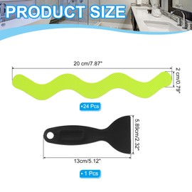 PATIKIL Badewanne Anti-Rutsch Aufkleber 20x2 cm, 24er Pack S-Form Sicherheits Dusche Grund Anti-Rutsch Aufkleber mit Klebepunkten Schaber für Badewanne Dusche Grund Treppe, Grün