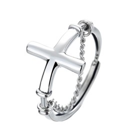 COLLBATH Unique Cross Splicing Chain Open Index Finger Jewelry in Silver for Fashion Look