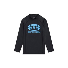 Animal Sonny Kids Rash Vest - Quick Drying Top with UPF 50+, Chlorine & Saltwater Resistant - for Spring, Summer, Beach, & Surf Jet Black Kids Size 5-6 Years