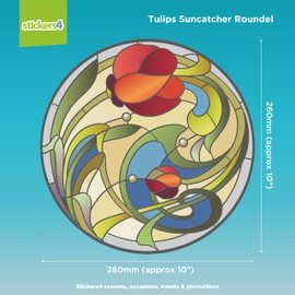 Large Stained Glass Effect Window Sticker - Beautiful Decorative Stained Glass Tulip Flower Suncatcher to fix to Windows
