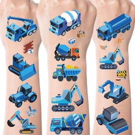 Cars and Trucks Temporary Tattoo for Kids - 200+ Construction Party Decorations Birthday Supplies Tractor Tattoos Stickers for Boys Construction Party Favors Goodie Fillers School Rewards Prizes